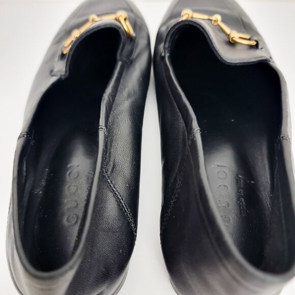 Gucci Brixton Horsebit Leather Loafers in Black Leather 37 7 - Picture 10 of 10